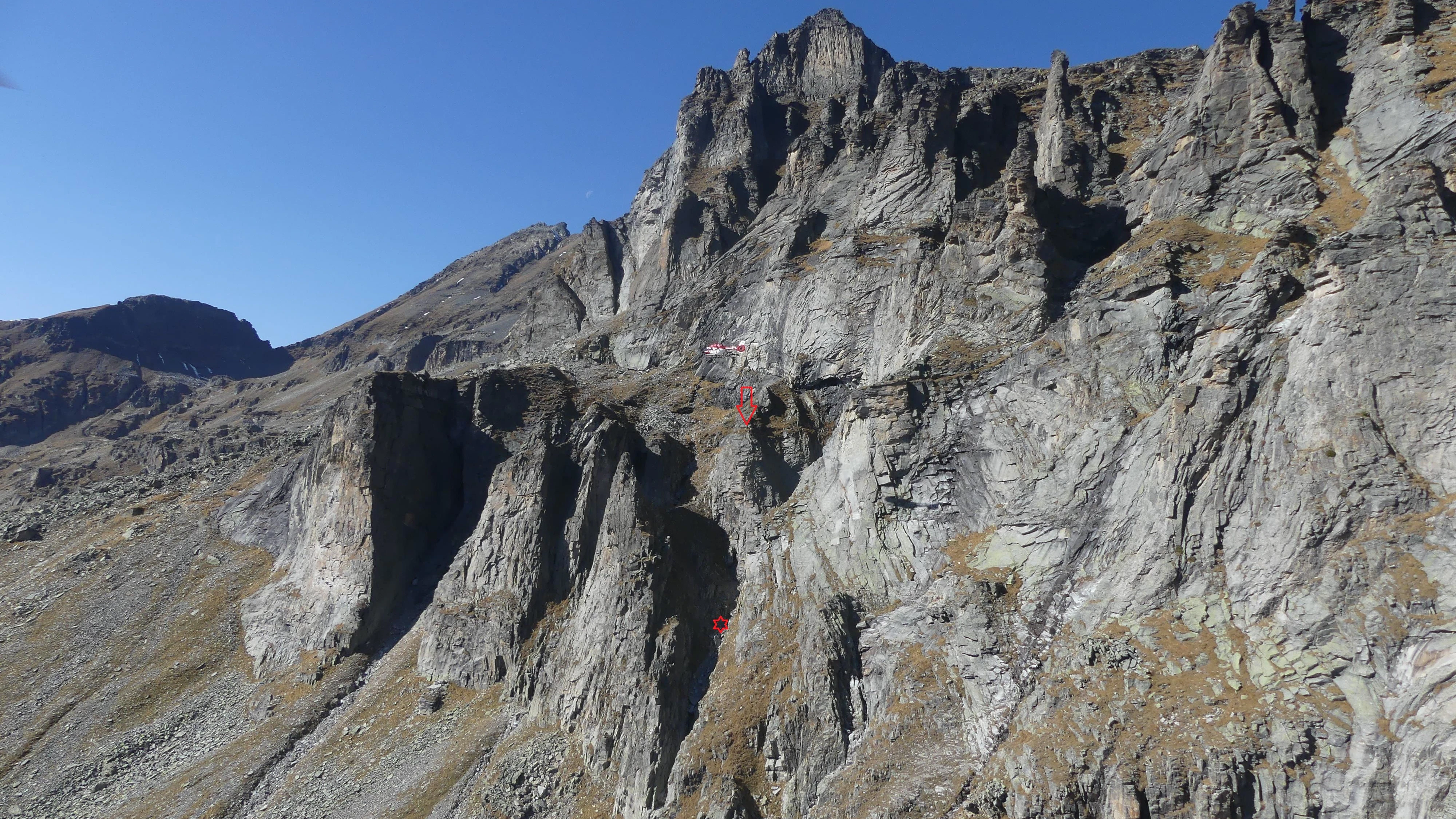 Der Bereich des Absturzes