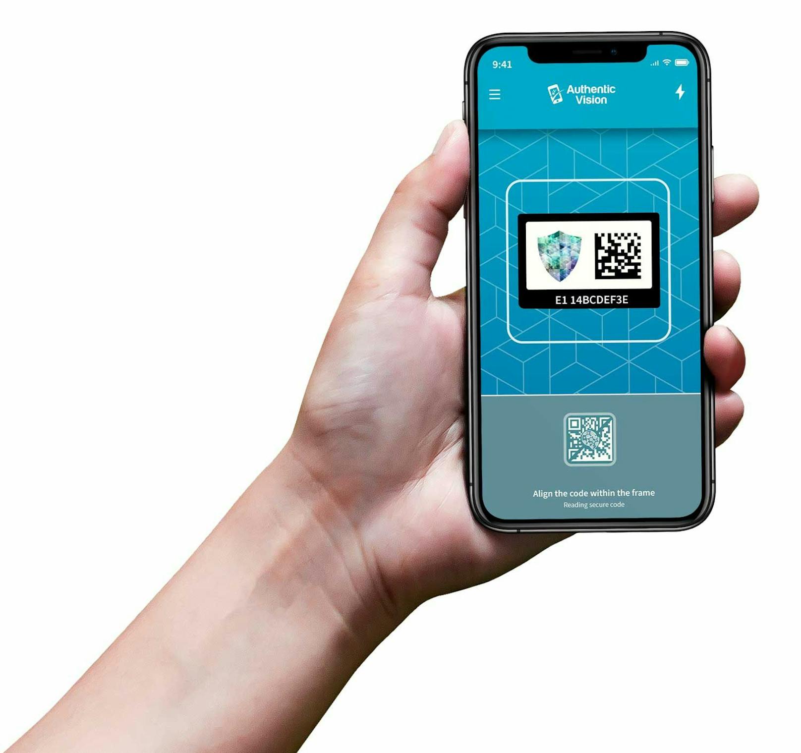 Der "Holographic Fingerprint" kann mit einem Smartphone gescannt werden wie ein herkömmlicher QR-Code und bietet Schutz vor Fälschungen.