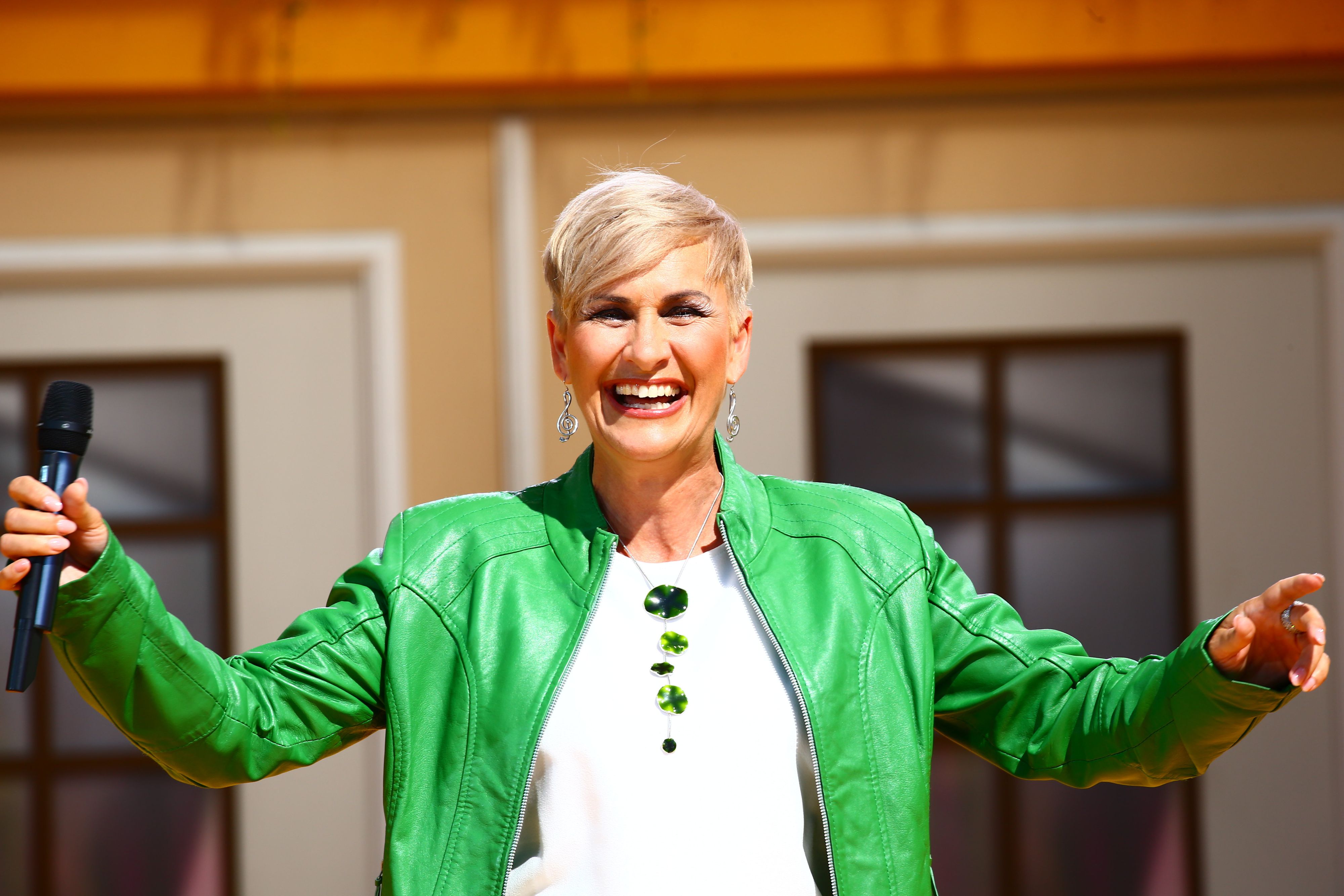 <strong>Geraldine Olivier</strong> bei der ARD-Livesendung 