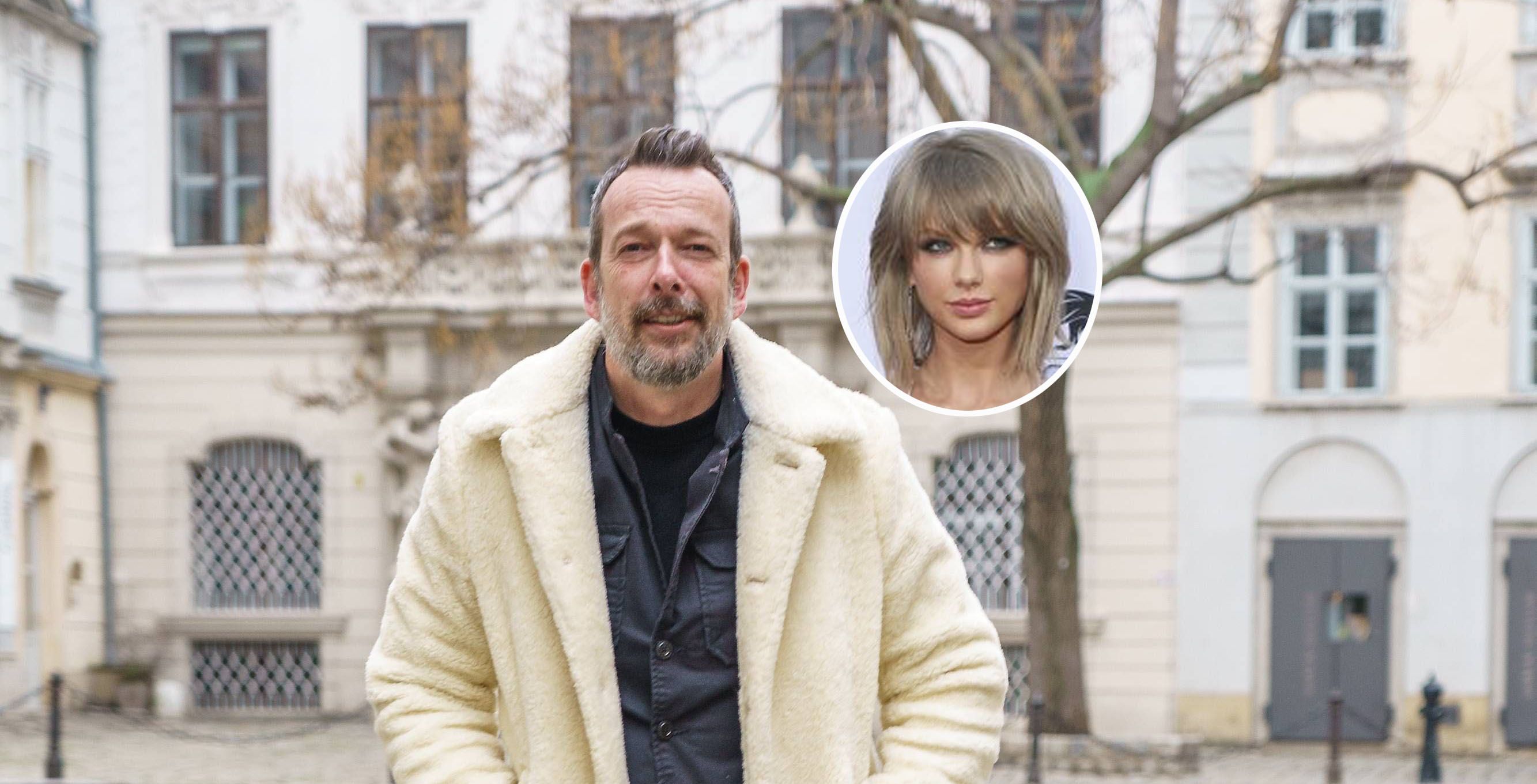 Robert Kratky bei einem Spaziergang durch den ersten Wiener Bezirk in der Nähe vom goldenen Quartier. Im Bild ebenfalls zu sehen: Taylor Swift.