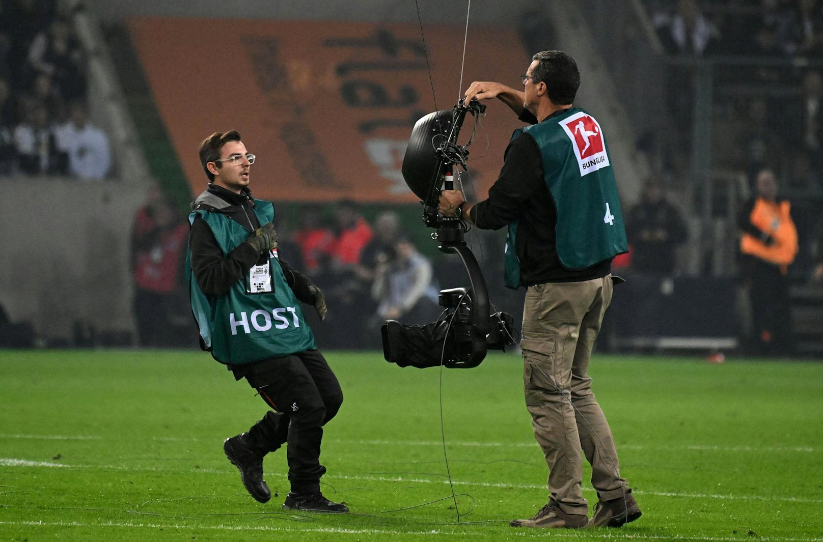 Beim Sieg von Eintracht Frankfurt riss ein Seil der Spider-Cam. 