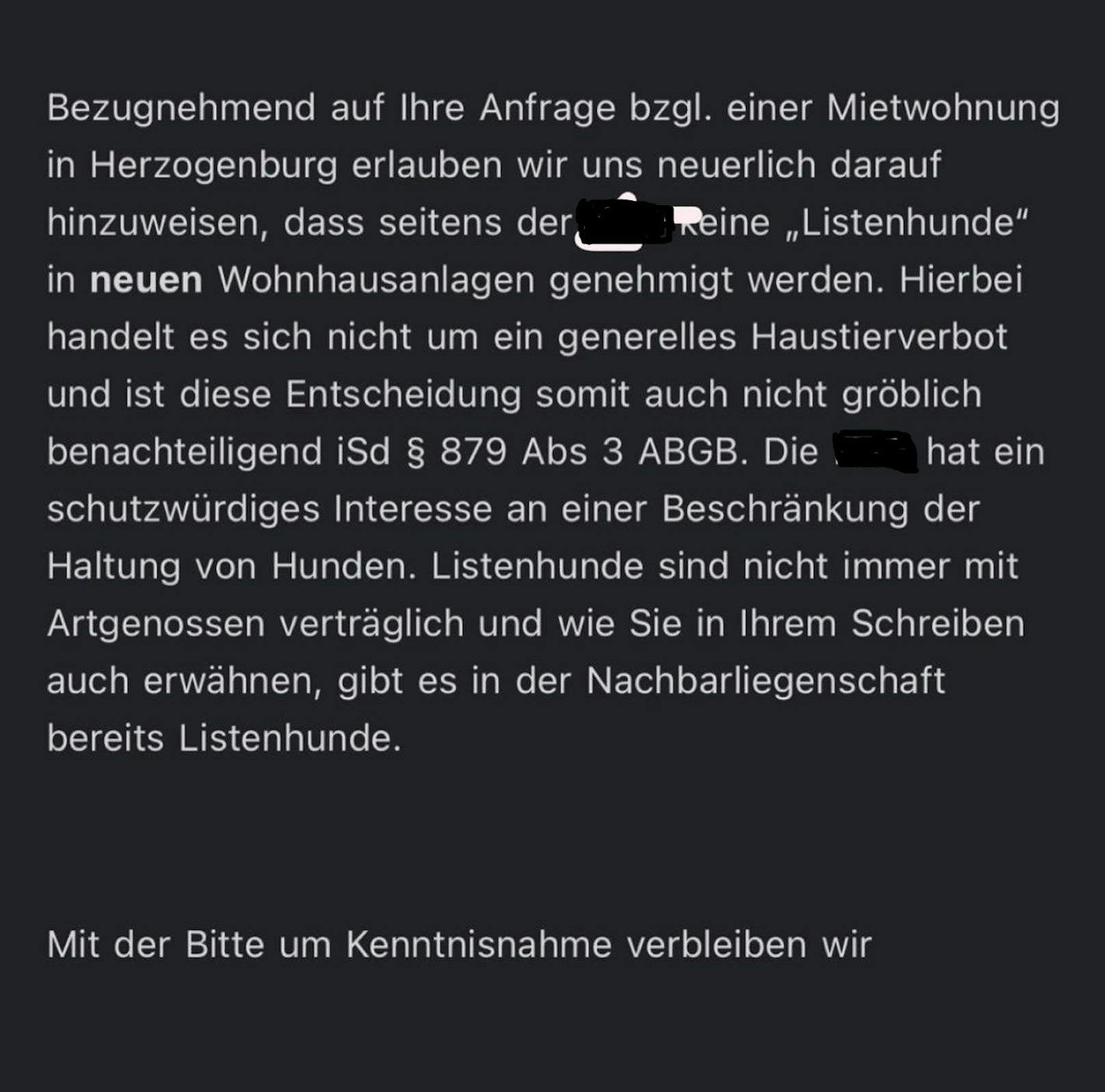 Wegen Listenhund "Pablo" bekam die 27-Jährige die Wohnung nicht.