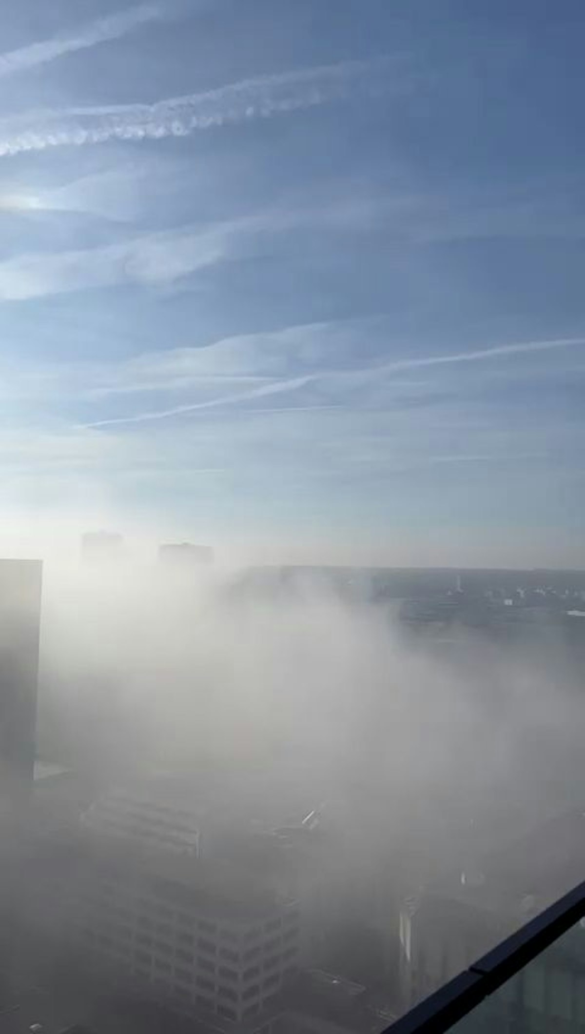 So sah die Nebeldecke in 85 Metern Höhe aus. 