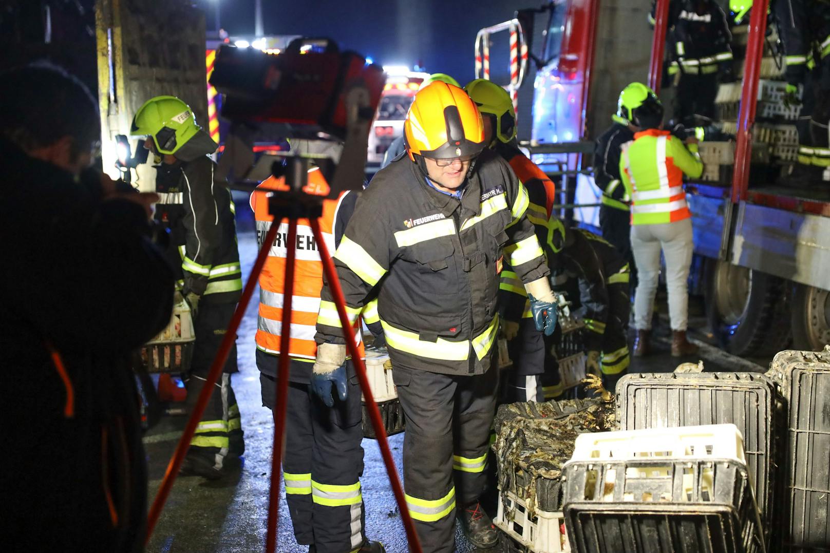 Ein Brand eines Tiertransporters auf der Westautobahn bei Ansfelden (Bezirk Linz-Land) wurde in der Nacht auf Freitag zu einer Herausforderung für die Einsatzkräfte.