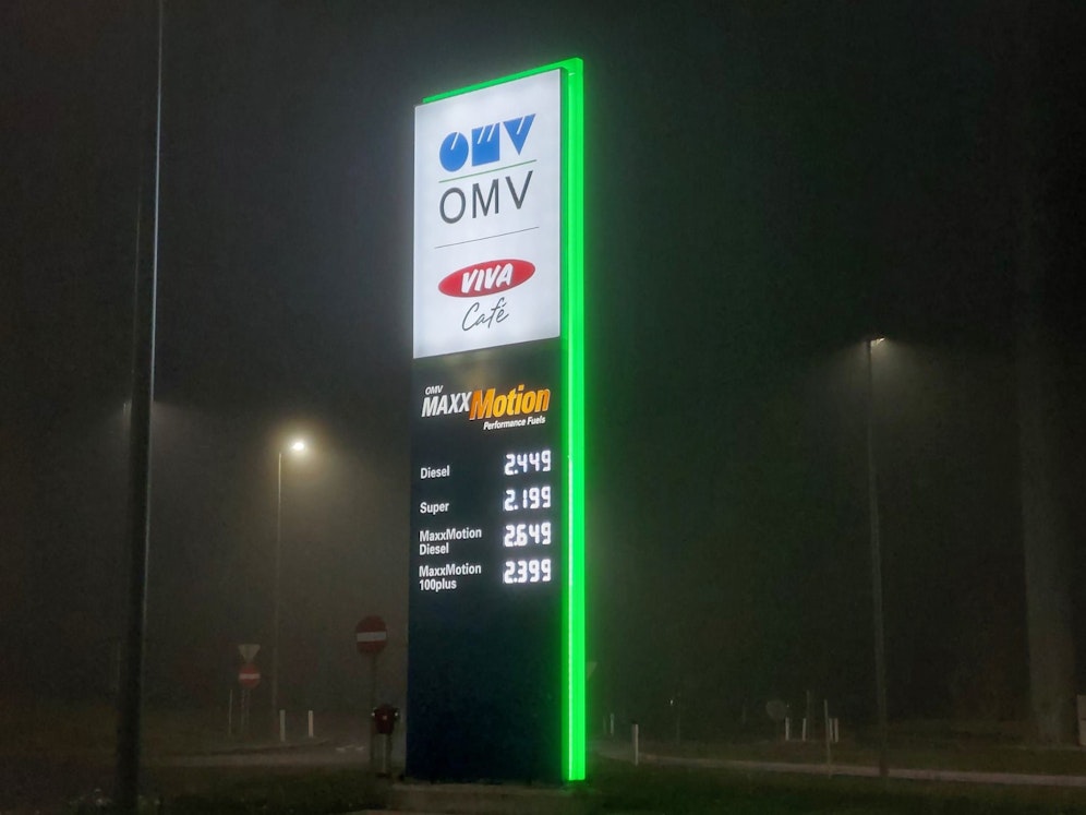 Bei der Autobahn-OMV im burgenländischen Hornstein müssen Tankende tief in die Taschen greifen.