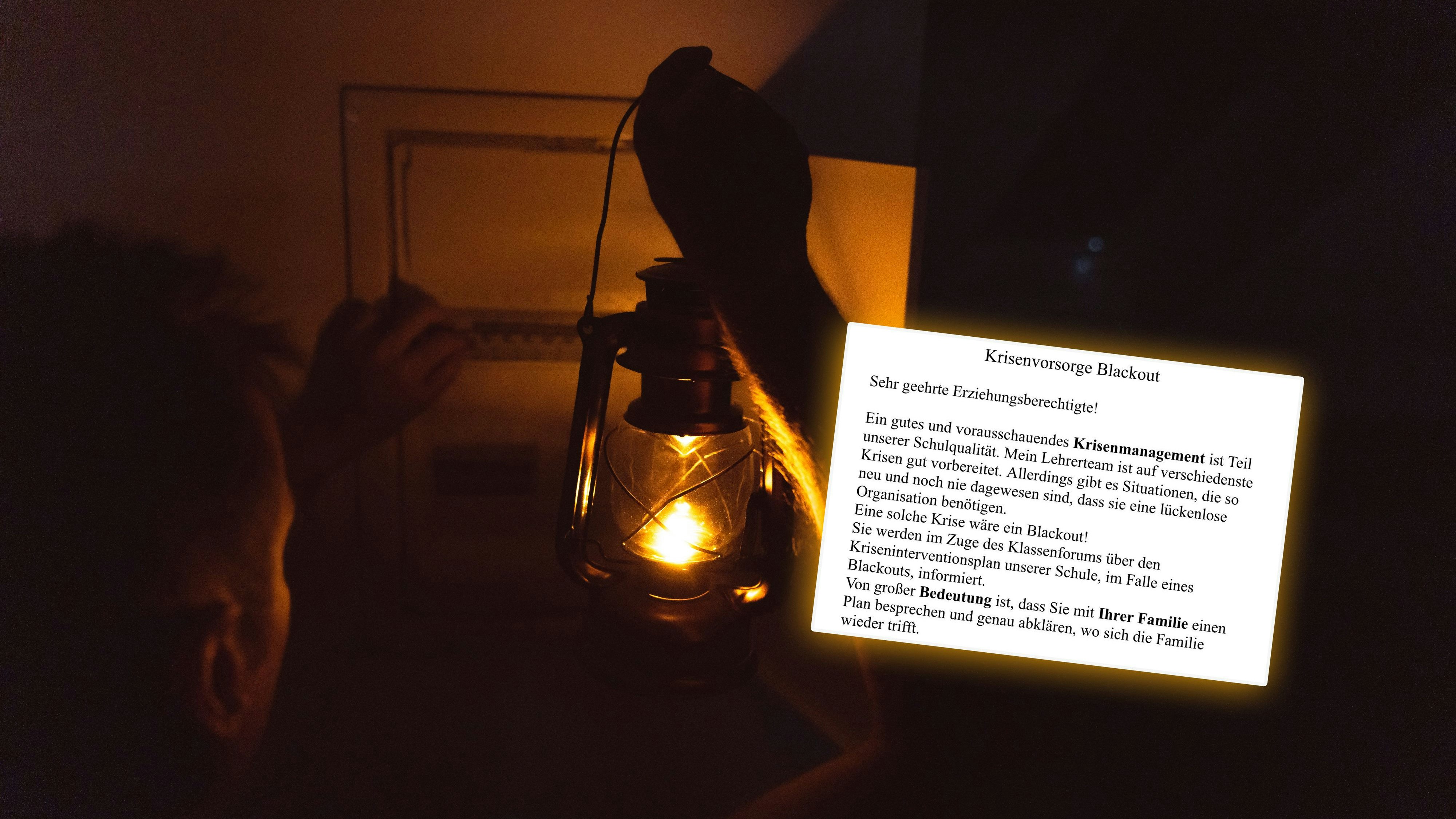 "Heute" wurde folgender Elternbrief zugespielt: Schulen bereiten sich auf Blackout vor.