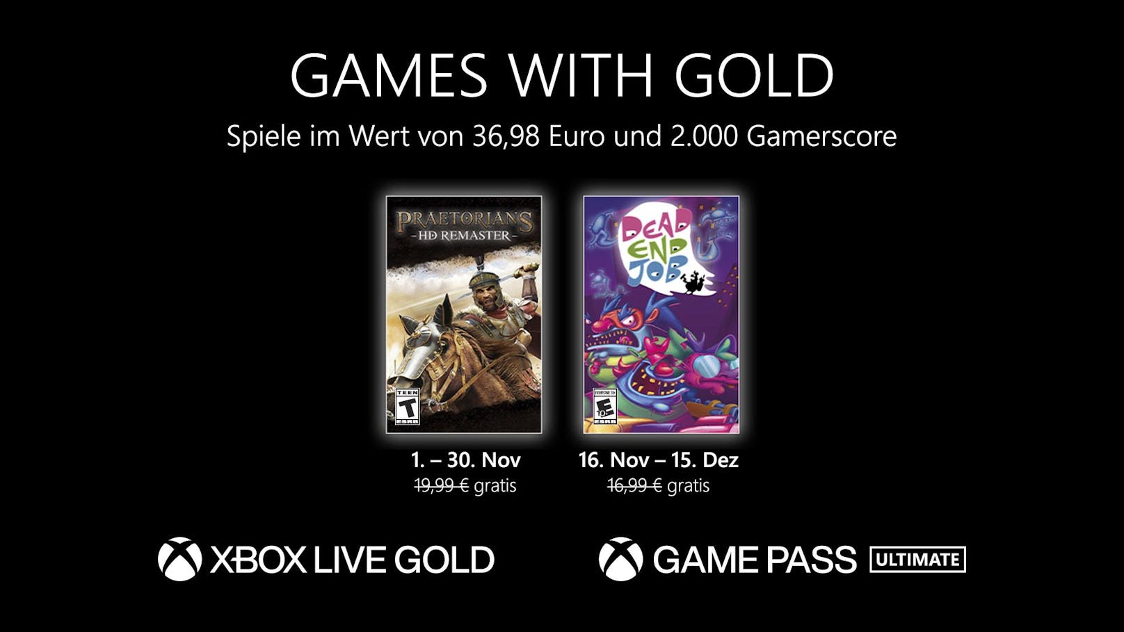 Games with Gold: Diese Spiele gibt es im November gratis.