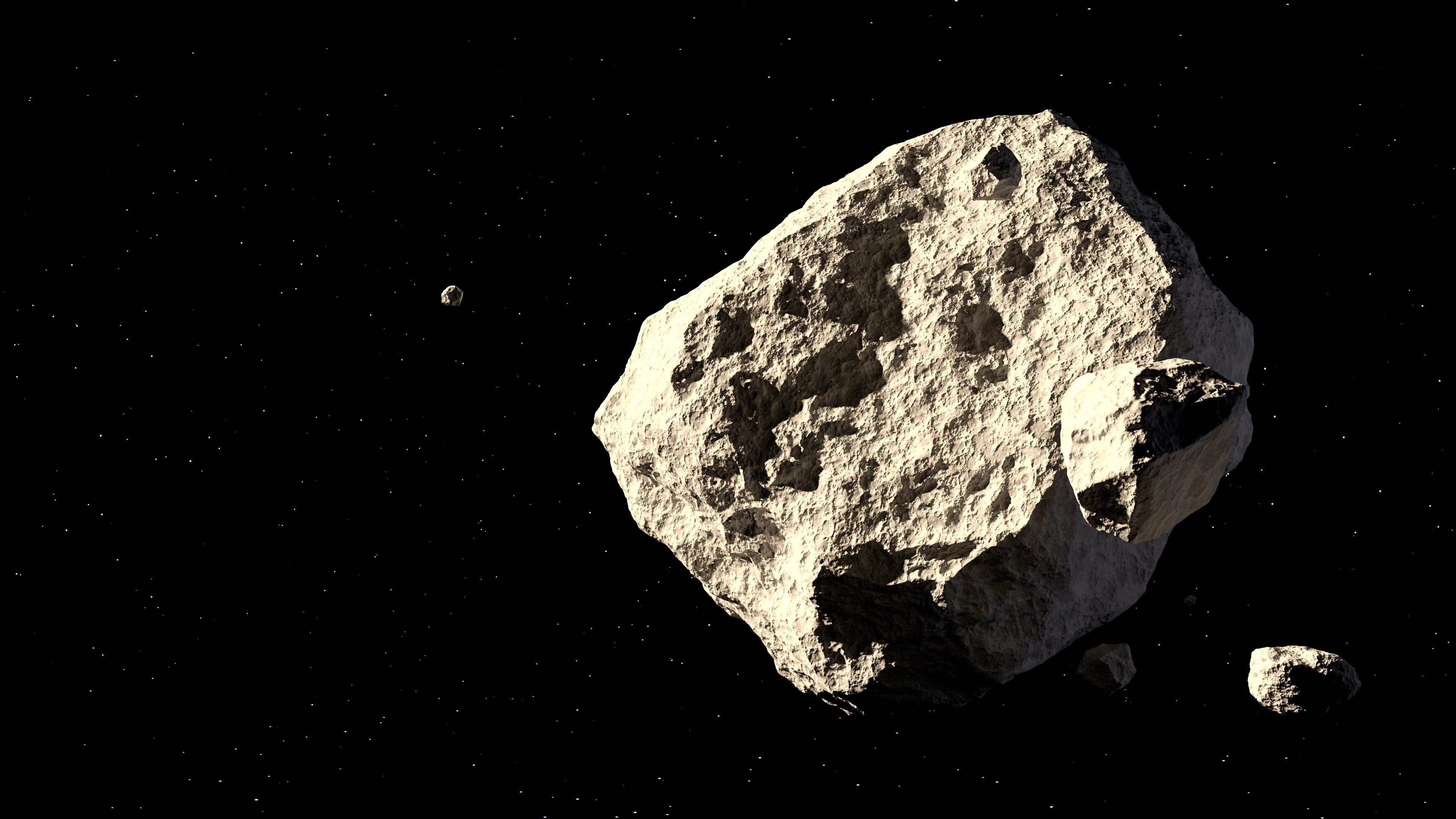 asteroids in space 3d illustration