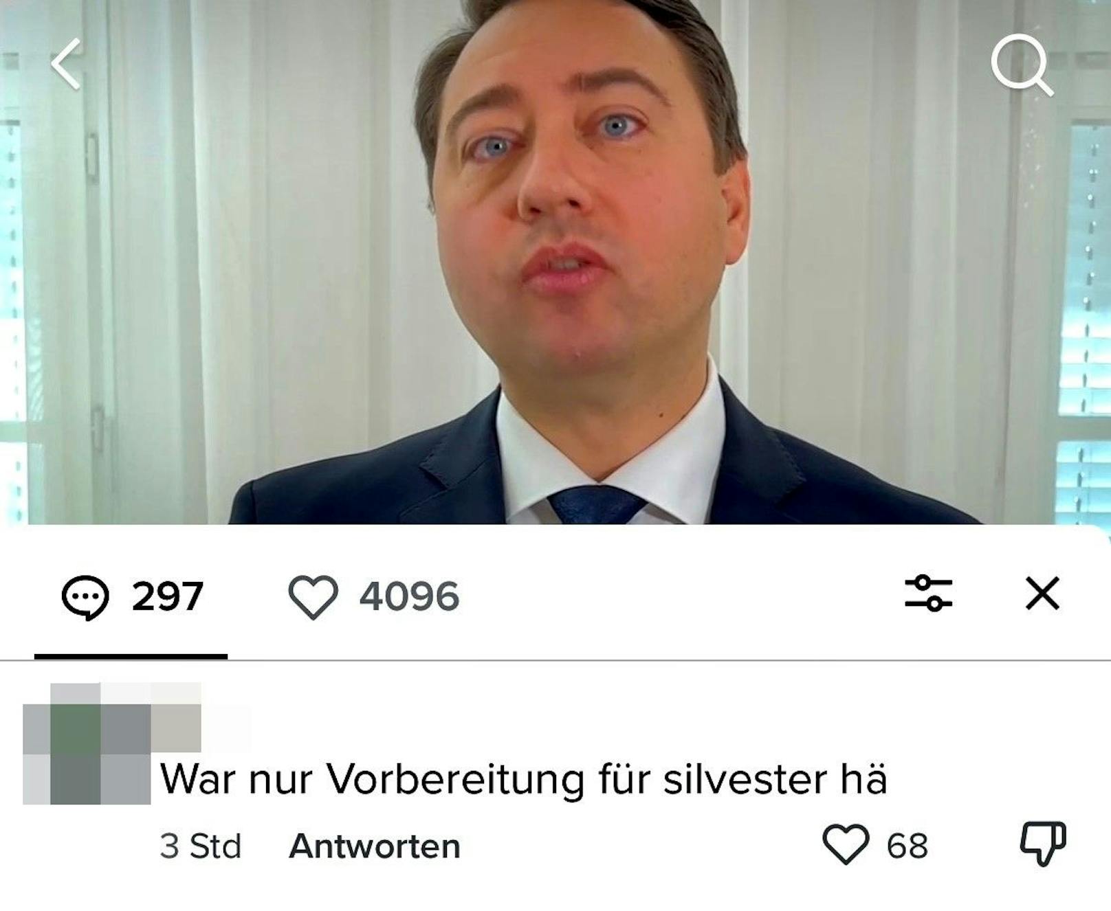 Einer der Kommentare unter dem Video des Politikers