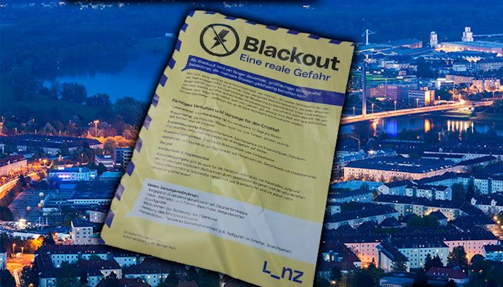 Flugblatt-Aktion in Linz: So werden die Bürger vor einem Blackout gewarnt. Es gibt auch Tipps, wie man sich bei einem Blackout verhalten soll.