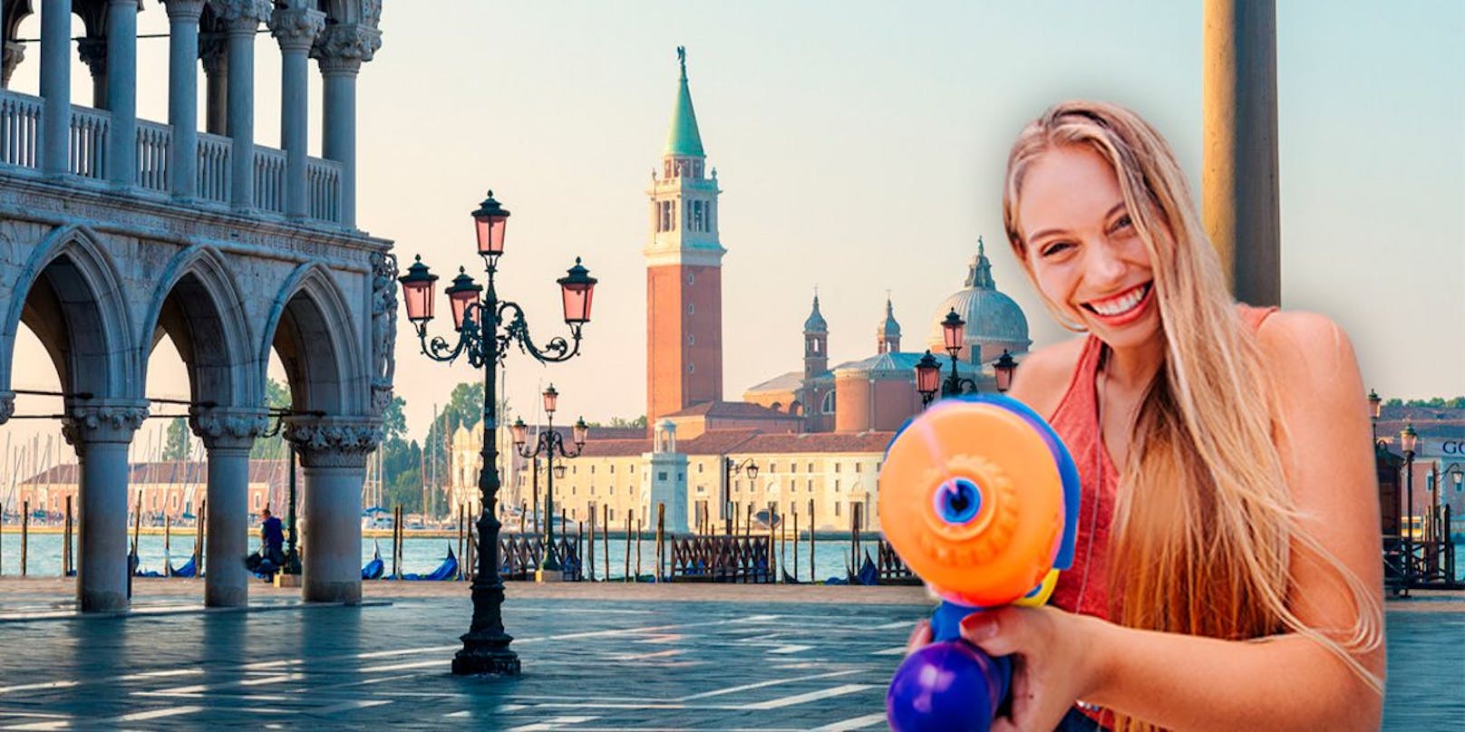 Venezianische Hotels hoffen mit den Wasserpistolen eine Wirkung zu erzielen.