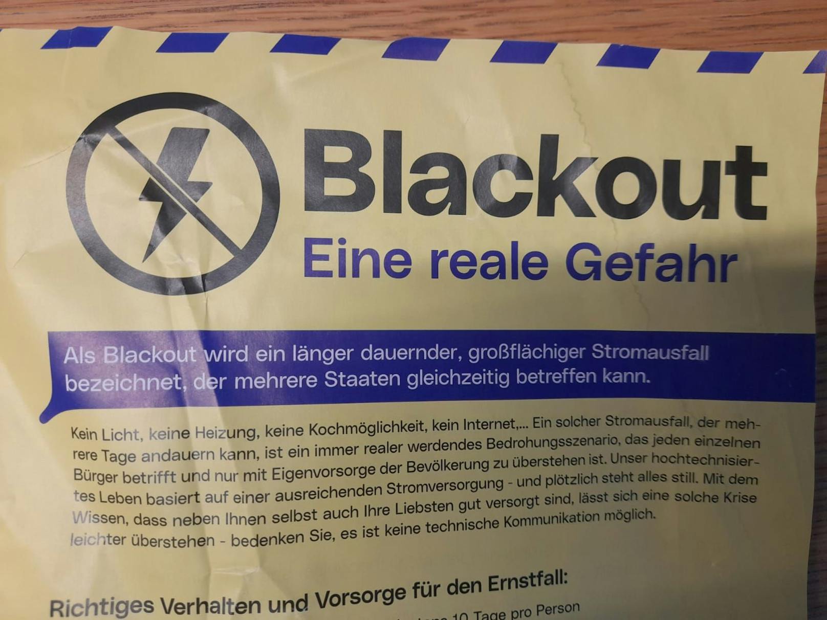 Die Stadt Linz verschickte ein Blackout-Infoblatt an die 105.000 Haushalte in Linz.