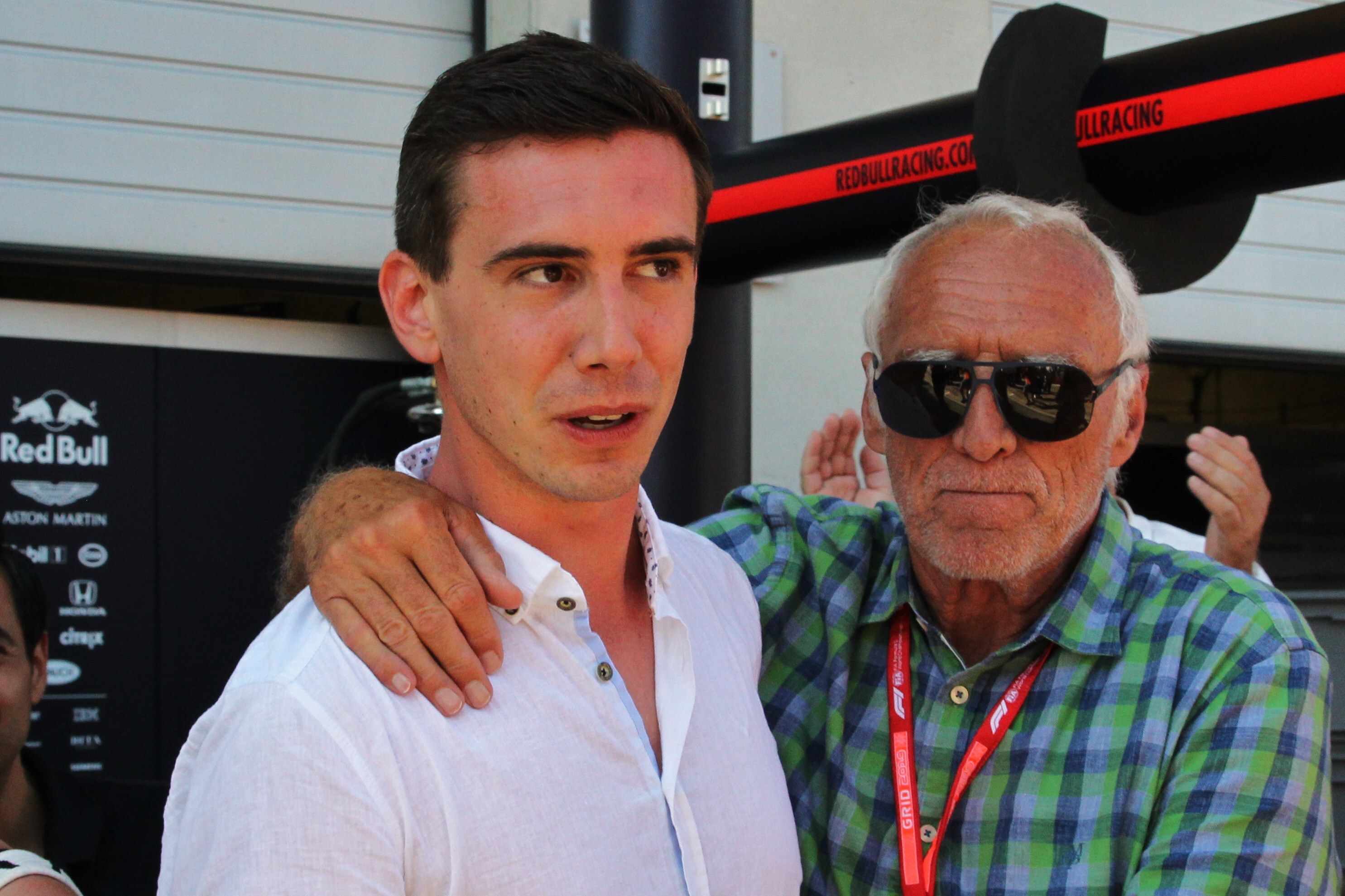 Download von www.picturedesk.com am 04.11.2022 (09:02).  Dietrich MATESCHITZ,(C.E.O. and owner of Red Bull) with son Mark GERHARDTER (l.),at the F1 GP of Austria,29.06.2019,Spielberg,Red Bull Ring, Austria Mark Gerhardter, born in 1993, is the only son of Red Bull founder Dietrich Mateschitz and "Wings for Life" founder Anita Gerhardter. Der 1993 geborene Mark Gerhardter ist der einzige Sohn von Red-Bull-Gründer Dietrich Mateschitz und "Wings for Life"-Stiftungs-Chefin Anita Gerhardter. Honorarpflichtiges Foto, Fee liable image, Copyright © alexander_s-IMAGES/ Schuhmann Alexander - 20190630_PD17246 - Rechteinfo: Rights Managed (RM)
