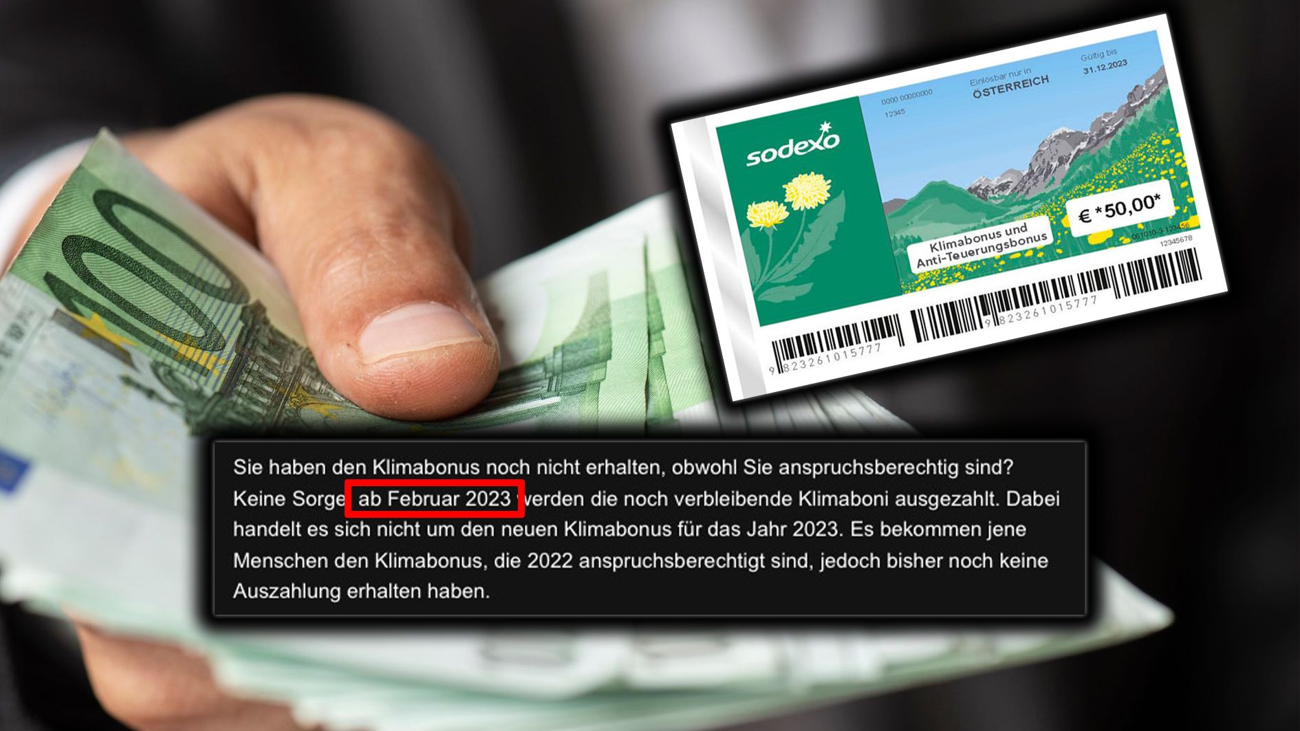 Jetzt ist es gewiss: Die Auszahlung für den Klimabonus erfolgt erst ab Februar 2023.