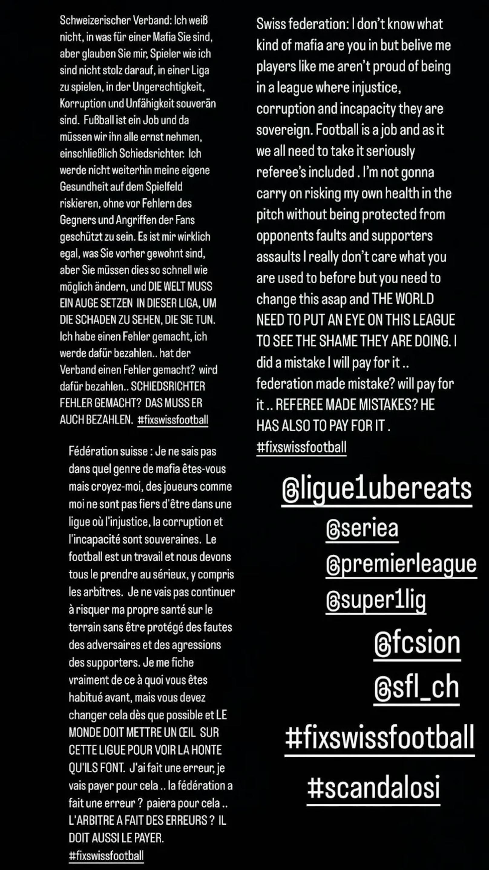 Der Balotelli-Wutbrief auf Instagram