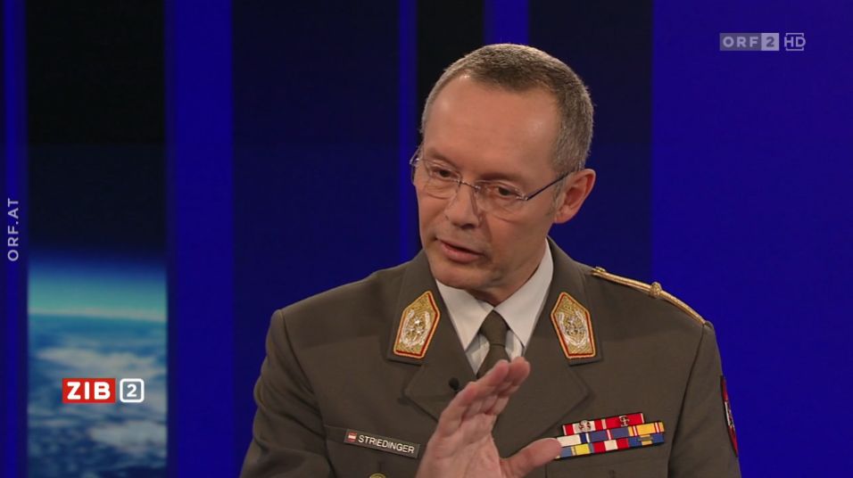 General Rudolf Striedinger in der ZIB2 mit Martin Thür am 7. November 2022.