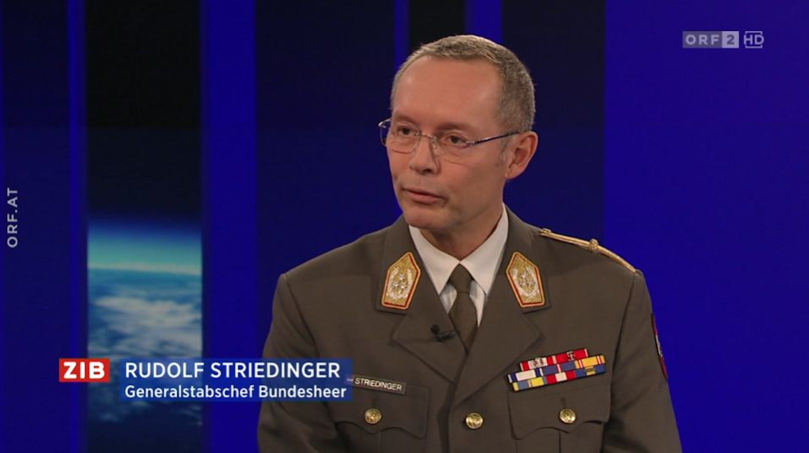 General Rudolf Striedinger in der ZIB2 mit Martin Thür am 7. November 2022.