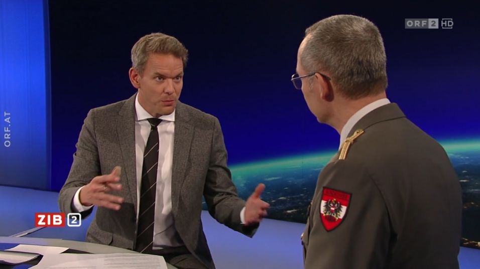 General Rudolf Striedinger in der ZIB2 mit Martin Thür am 7. November 2022.