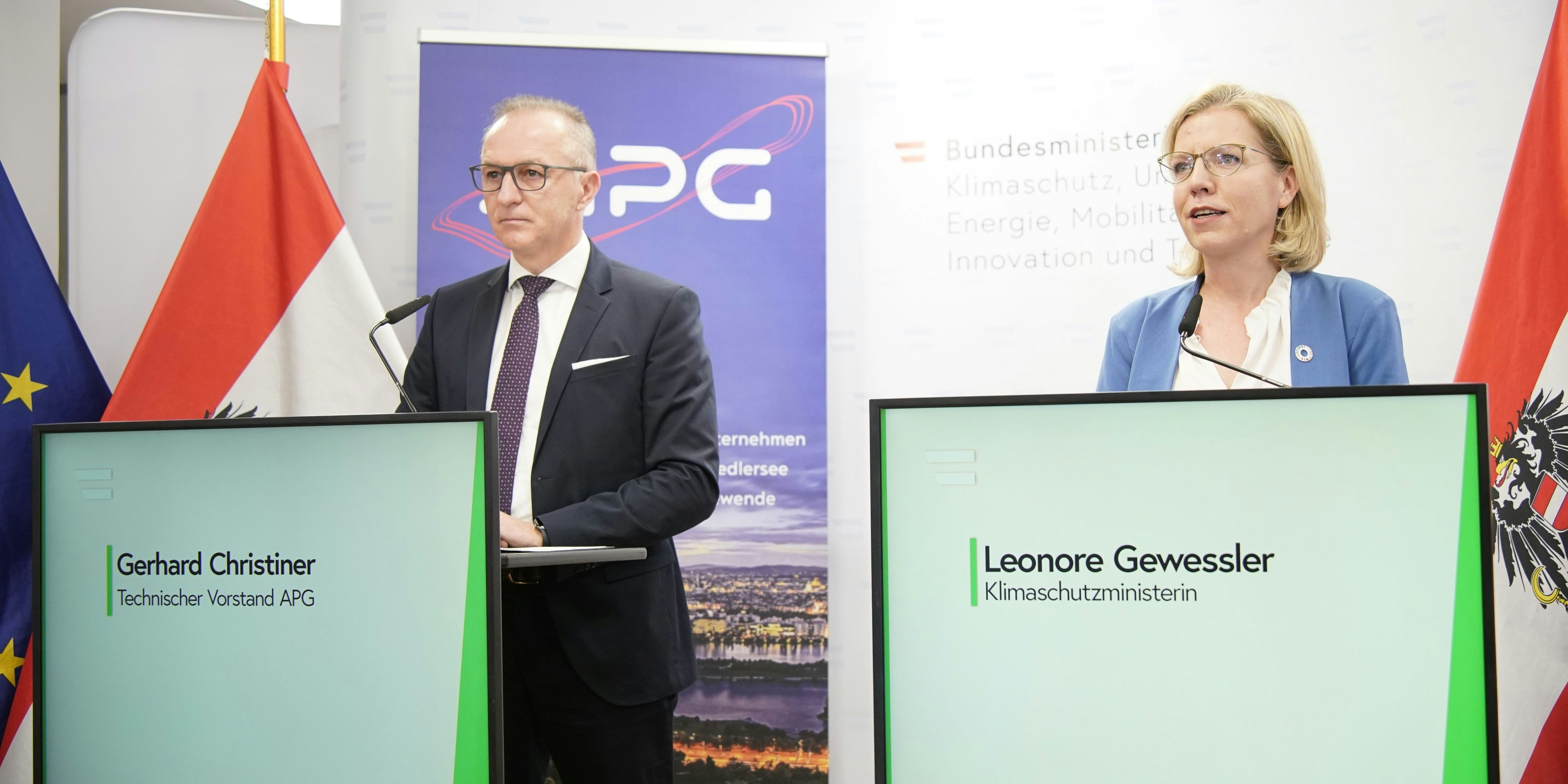 APG-Chef Christiner und Ministerin Gewessler