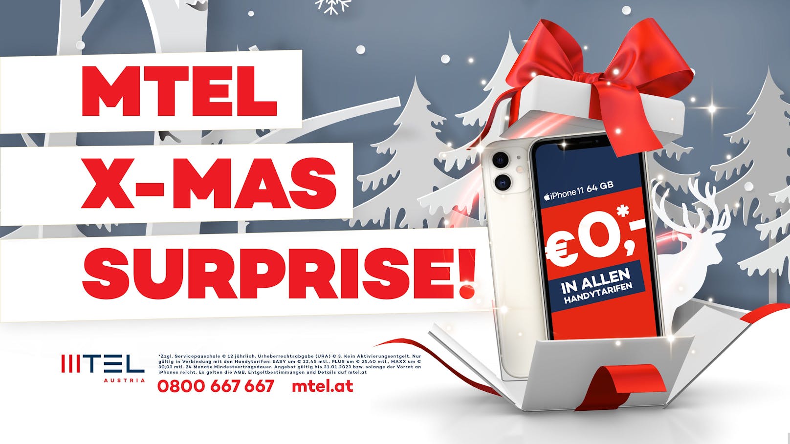 Wer noch auf der Suche nach einem passenden Weihnachtsgeschenk, wird bei MTEL fündig: Das iPhone 11 ist um € 0,- zu haben!