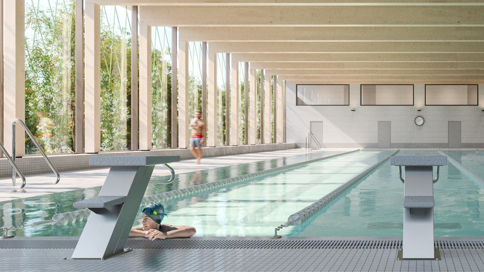So soll die neue Schwimmhalle in Wien-Floridsdorf aussehen.