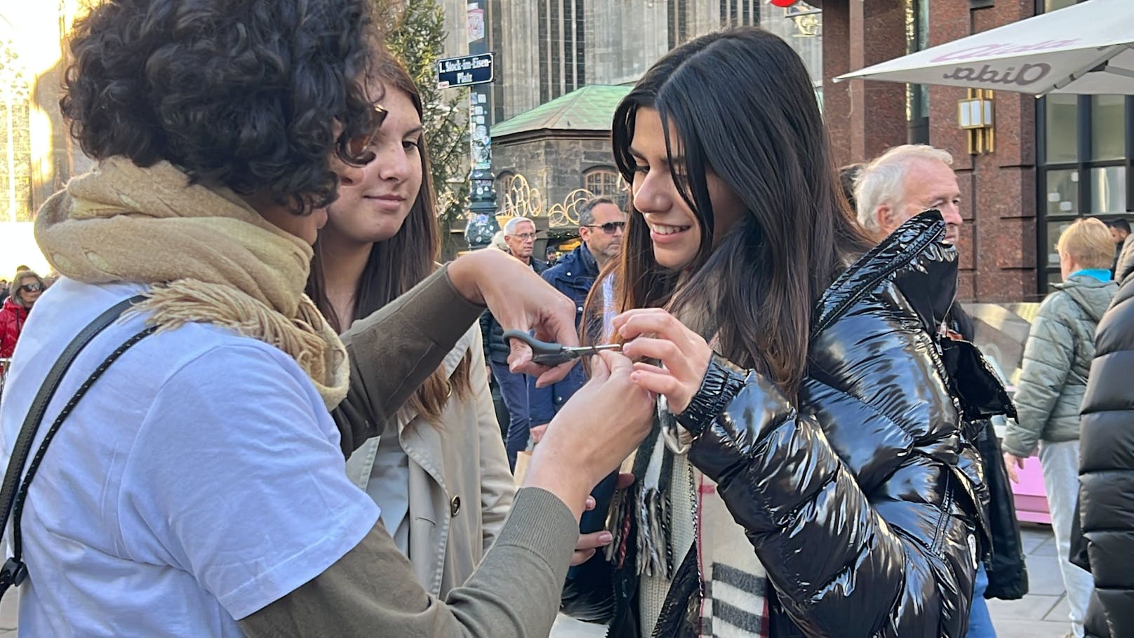 Damit wollten sich die Teilnehmer und Teilnehmerinnen solidarisch mit den Frauen im Iran zu zeigen.