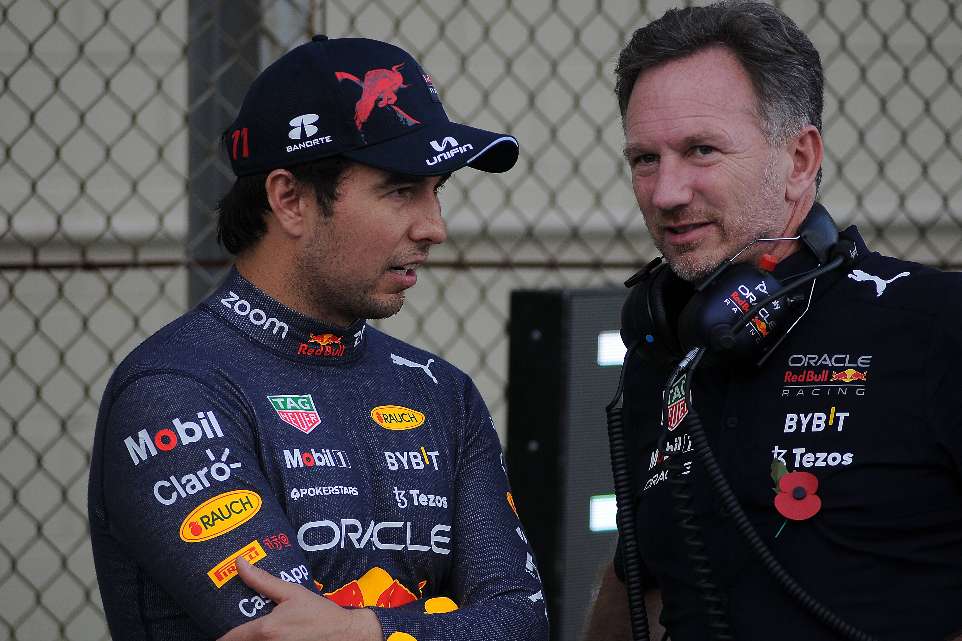 Sergio Perez (l.) ist sauer auf Max Verstappen