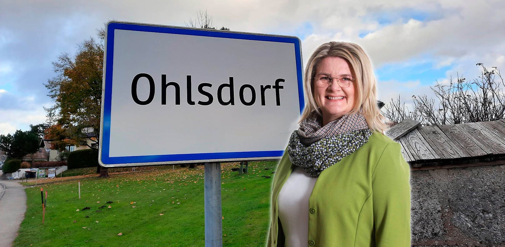 Bgm. Inés Mirlacher ist das Lachen kurz vergangen: In Ohlsdorf wurden mehrere Verkehrsschilder gestohlen. Die Ortstafel steht mittlerweile wieder.