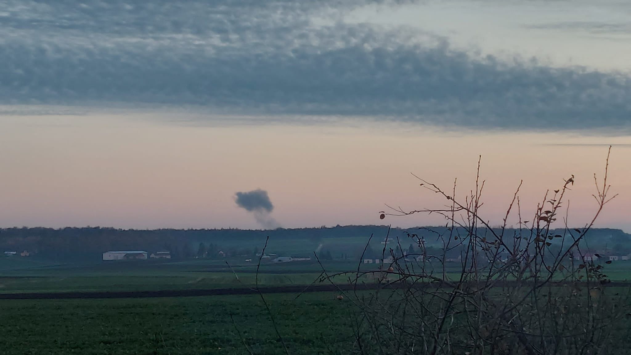 Smoke rises in the distance, amid reports of two explosions, seen from Nowosiolki, Poland, near the border with Ukraine November 15, 2022 in this image obtained from social media. Stowarzyszenie Moje Nowosiolki via REUTERS  THIS IMAGE HAS BEEN SUPPLIED BY A THIRD PARTY. MANDATORY CREDIT. NO RESALES. NO ARCHIVES.