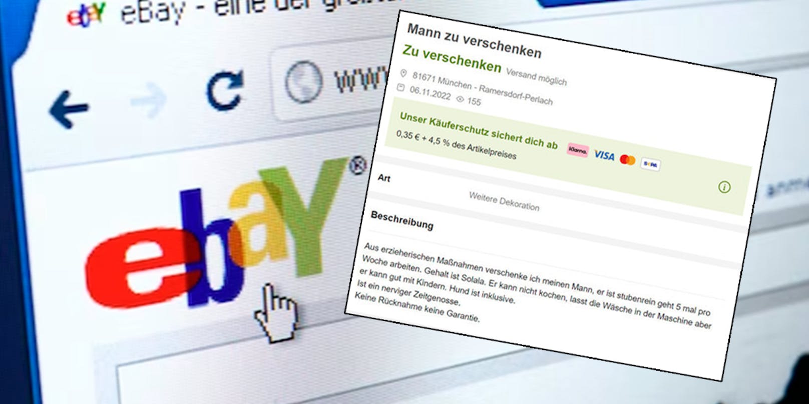 "Mann zu verschenken" – Ebay-Anzeige amüsiert das Netz