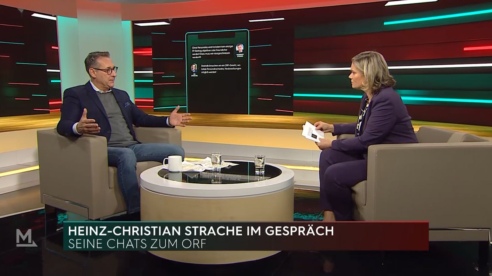 <strong>Heinz-Christian Strache</strong> im offenen Interview mit Puls24-Moderatorin <strong>Corinna Milborn </strong>