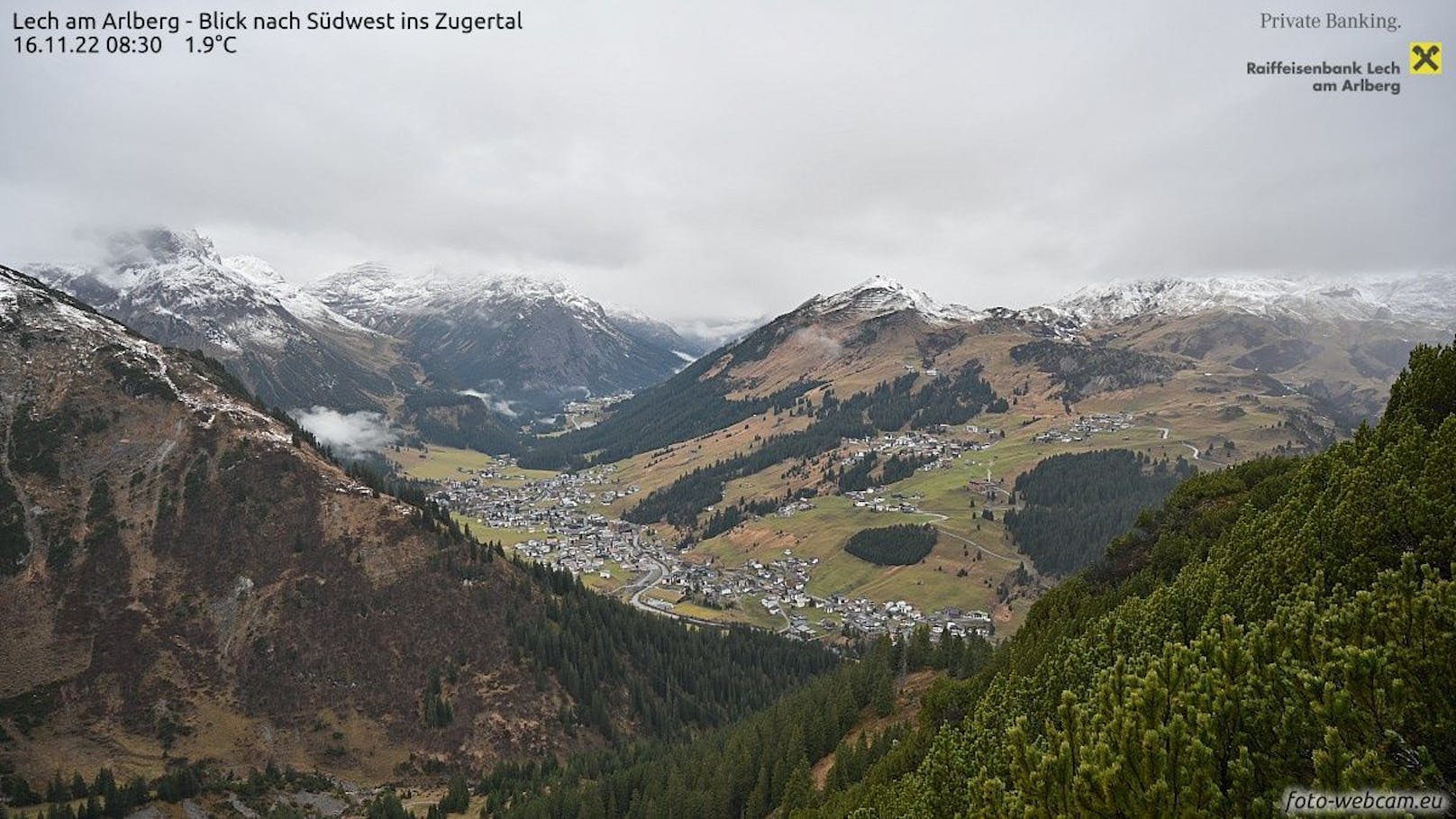 Die Schnee-Situation in der Region Lech am Arlberg am 16. November 2022.