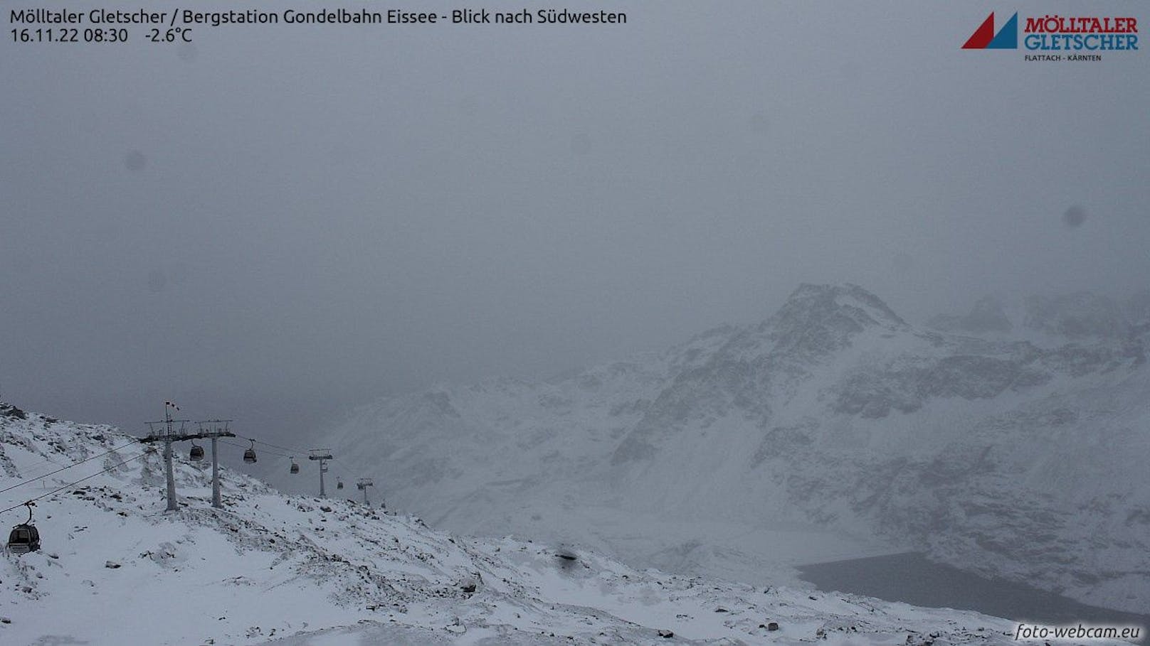Die Schnee-Situation am&nbsp;Mölltaler Gletscher (2800m, Kärnten)&nbsp; am 16. November 2022.