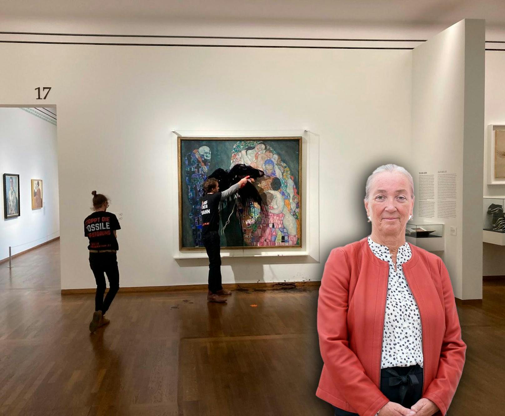 Agnes Husslein-Arco, Direktorin der Heidi Horten Collection, verurteilt die Schütt-Aktion auf das Klimt-Gemälde.