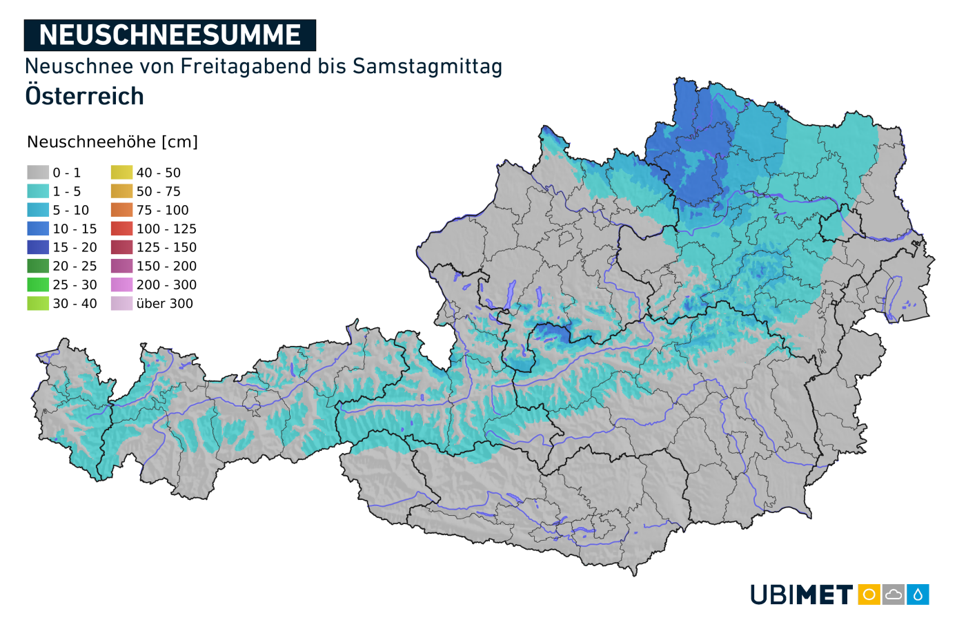 Neuschneesumme von Freitagabend bis Samstagmittag.