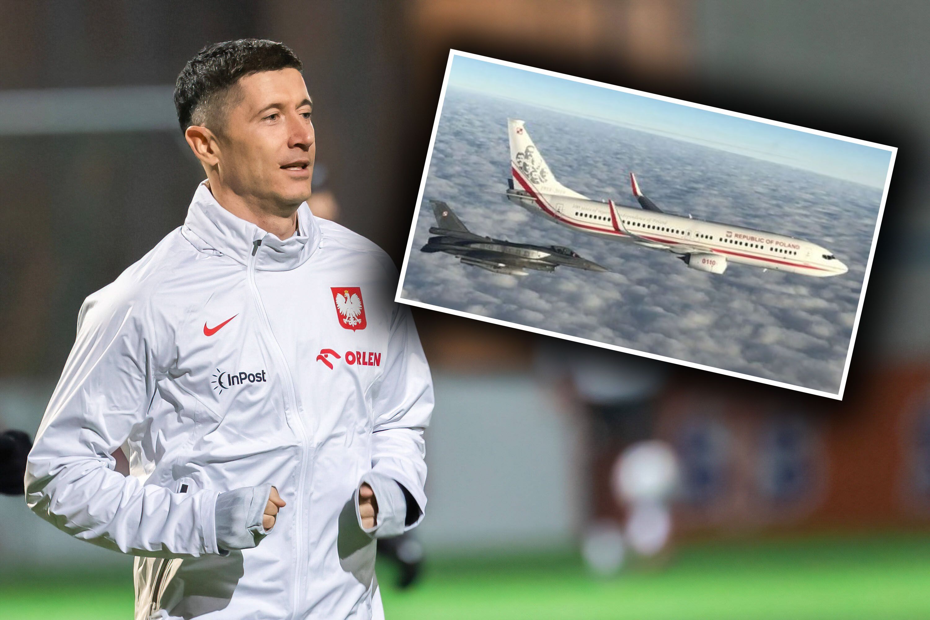 Das polnische Nationalteam rund um Superstar Robert Lewandowksi wurde von Kampfjets begleitet.