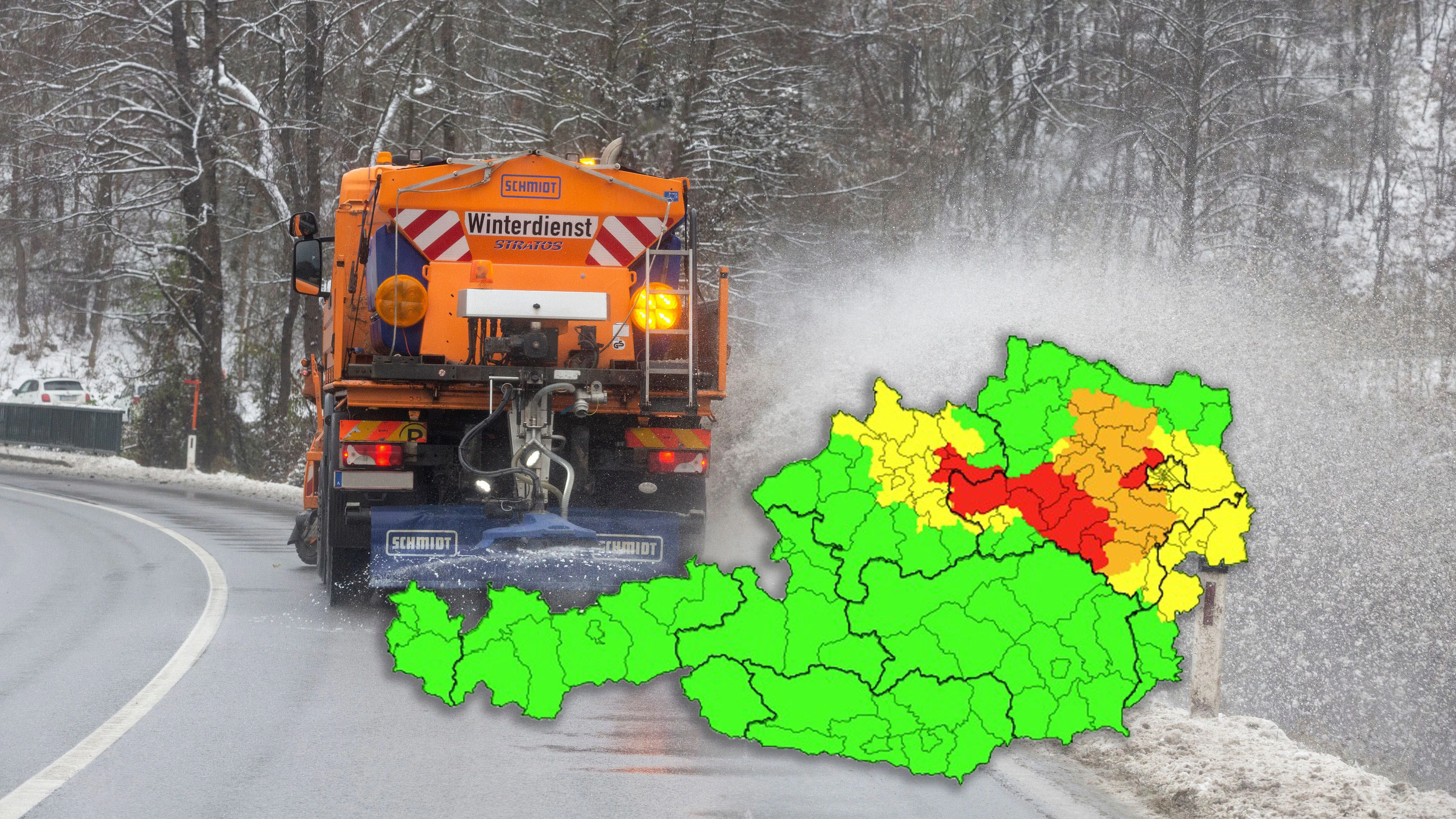 An den Toren Wiens herrscht akute Glatteis-Gefahr.