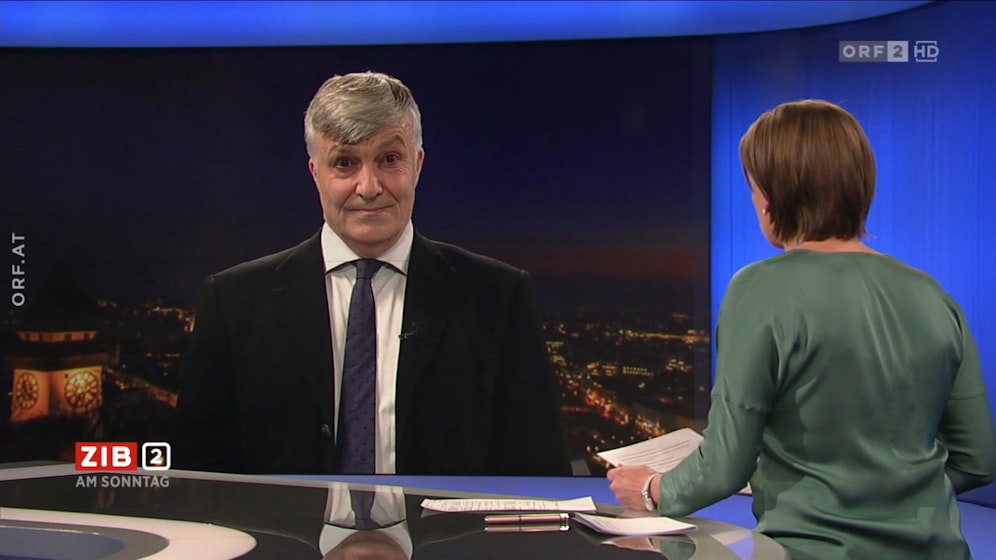 Klimaökonom Karl Steininger in der ZIB2 am 20. November 2022 mit Marie-Claire Zimmermann.