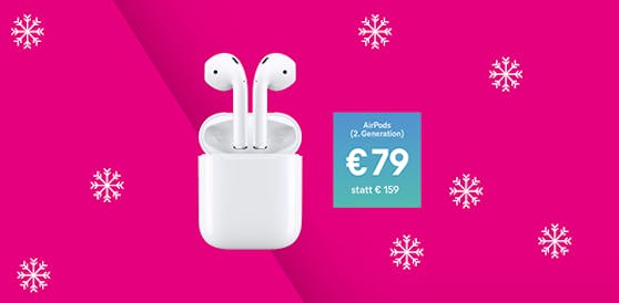 Für kurze Zeit gibt es die Apple AirPods (2. Generation) zum einmaligen Preis von 79 Euro statt 159 Euro.