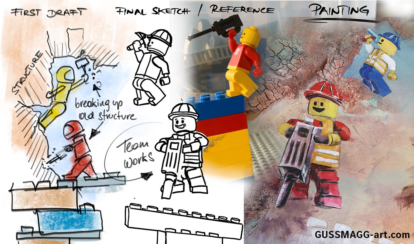 "Mach heute Morgen möglich" wurde als Gemälde umgesetzt.