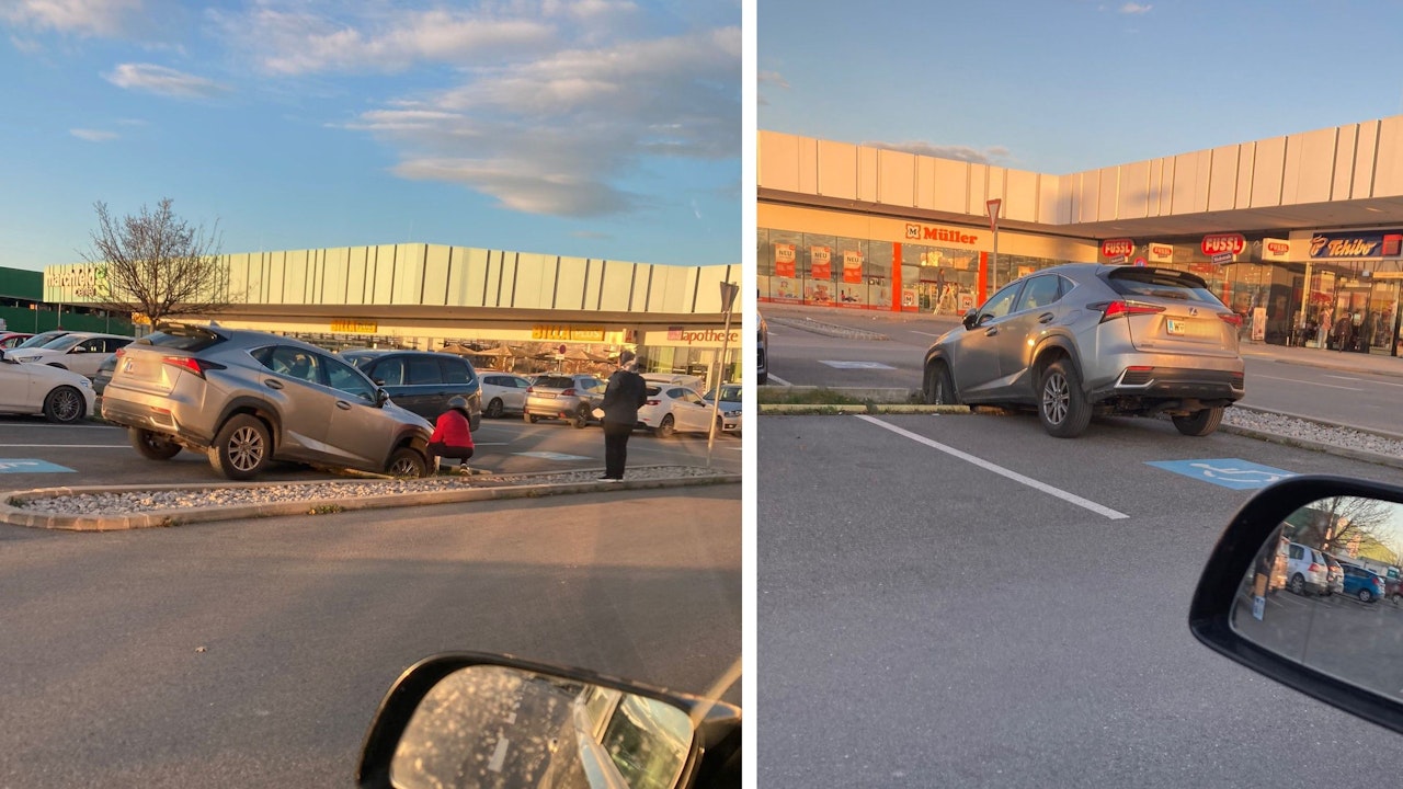 Heute.at - Riesige Parkplatz-Fläche, doch Wiener parkt im Graben