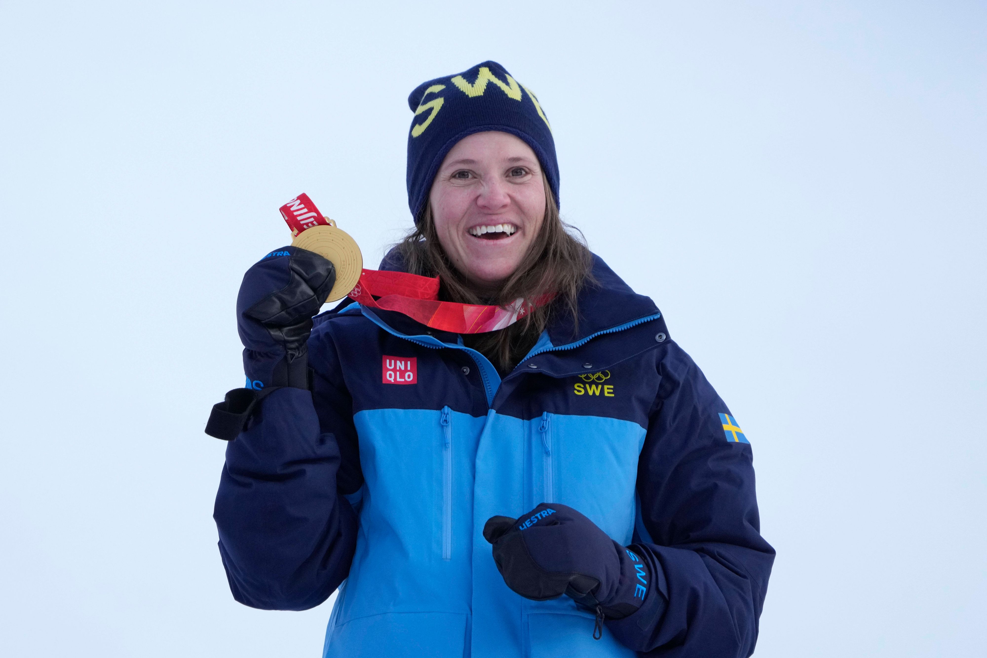 Sara Hector jubelte in Peking über Riesenslalom-Gold.
