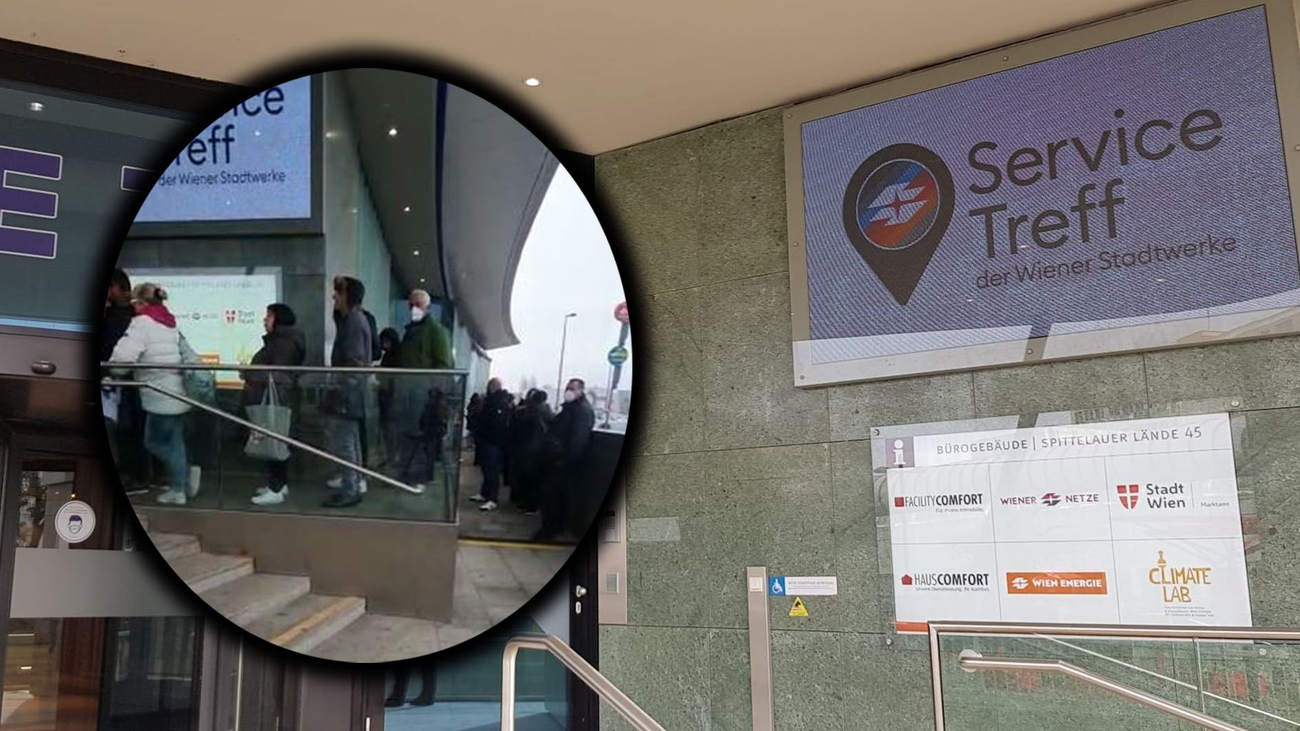 Eine Stunde beträgt die Wartezeit draußen. 