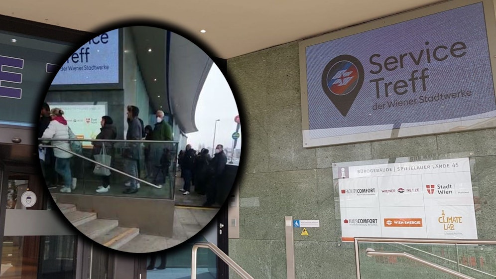 Eine Stunde beträgt die Wartezeit draußen. 