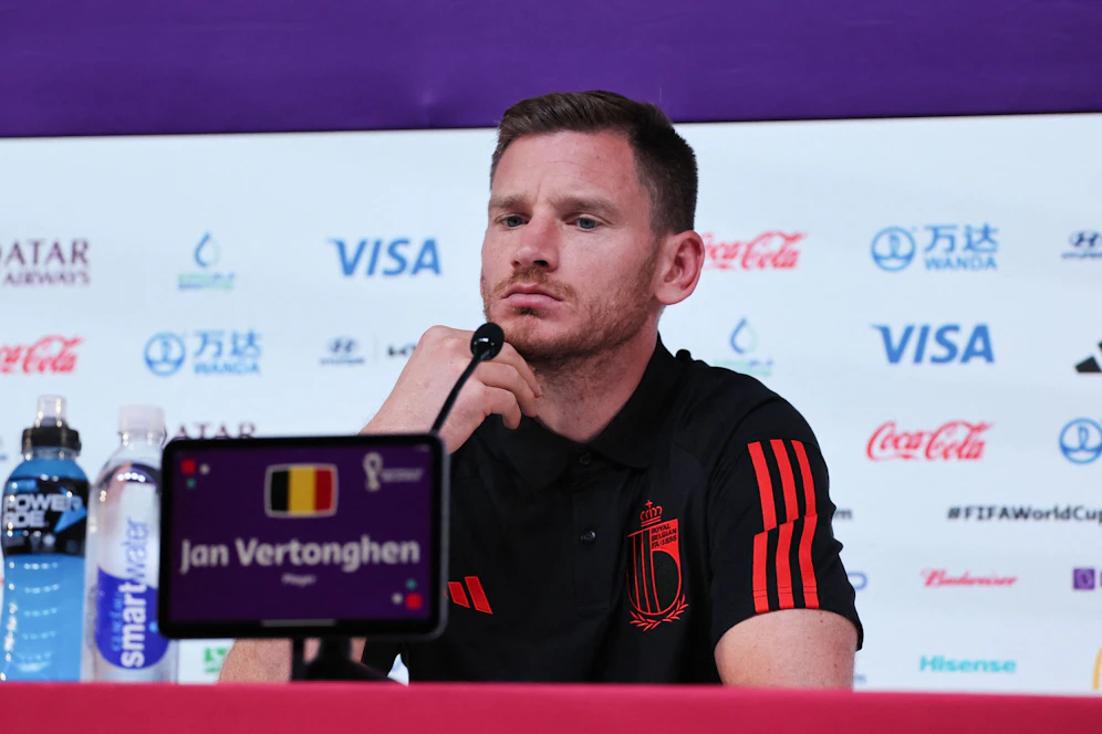 Belgien-Star Jan Vertonghen bei der Pressekonferenz vor dem WM-Auftakt gegen Kanada.