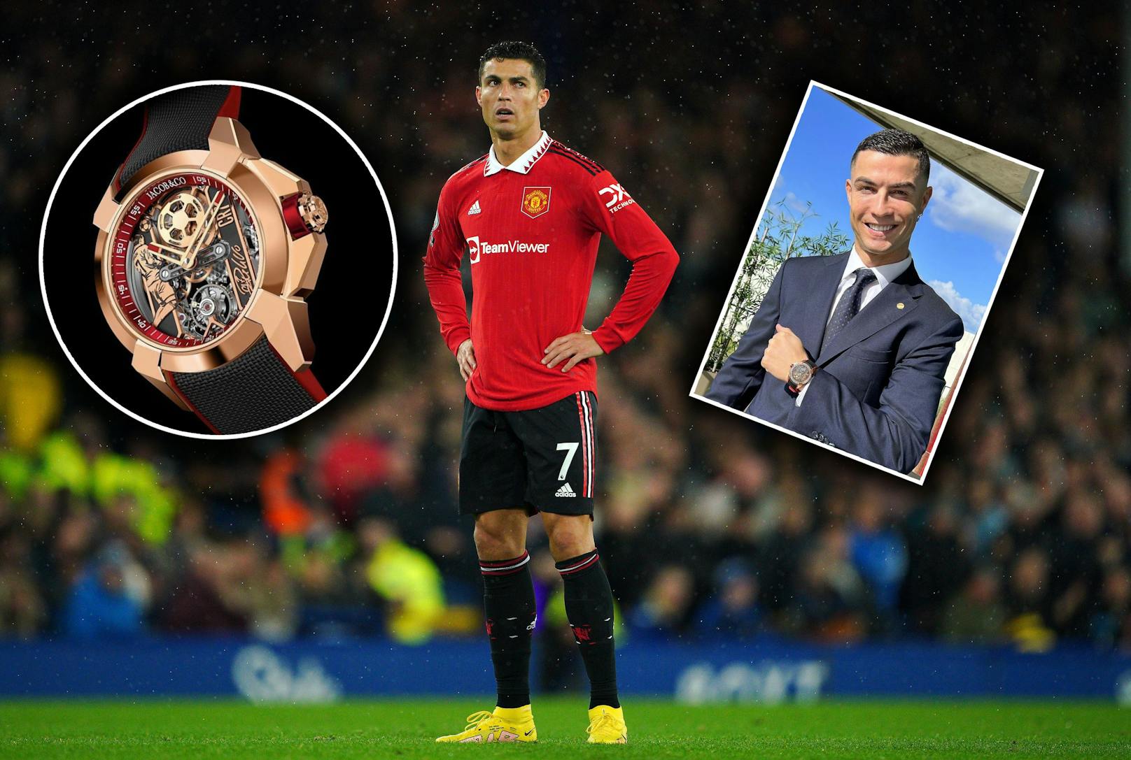 Cristiano Ronaldo präsentiert seine 143.000 Euro teure Uhr.