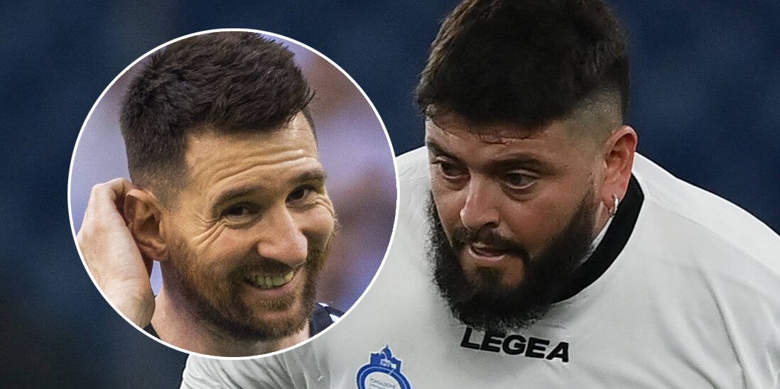 Maradona Junior (r.) teilt gegen Lionel Messi aus