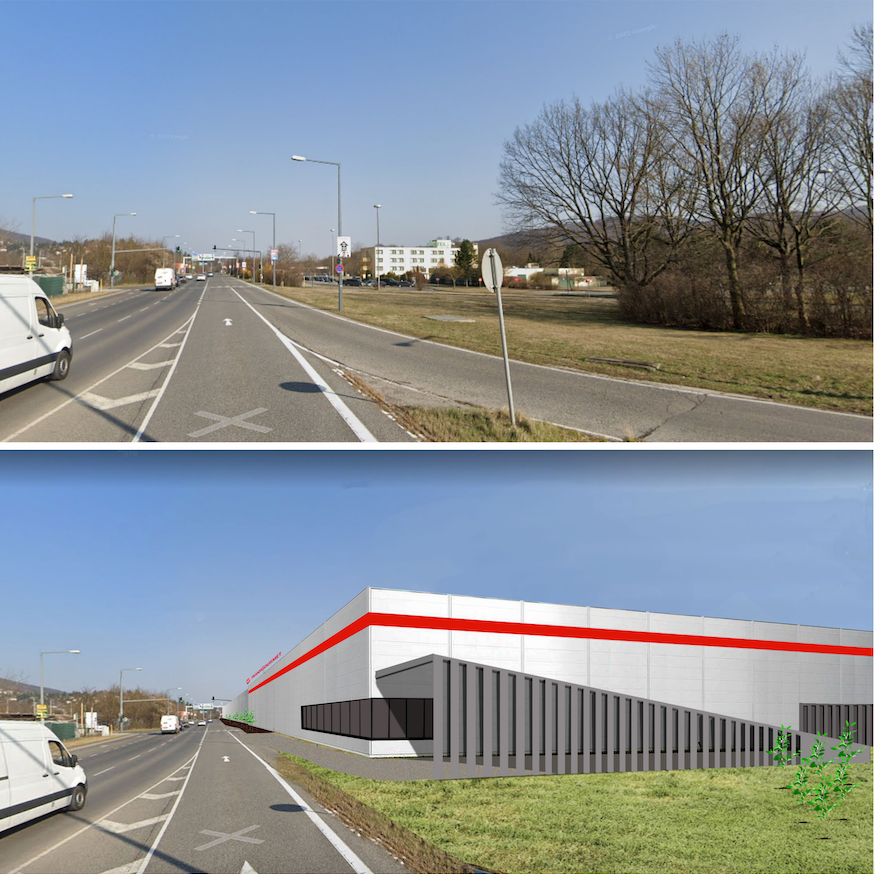So könnte das neue Logistikzentrum am Rande des Lainzer Tiergartens aussehen.