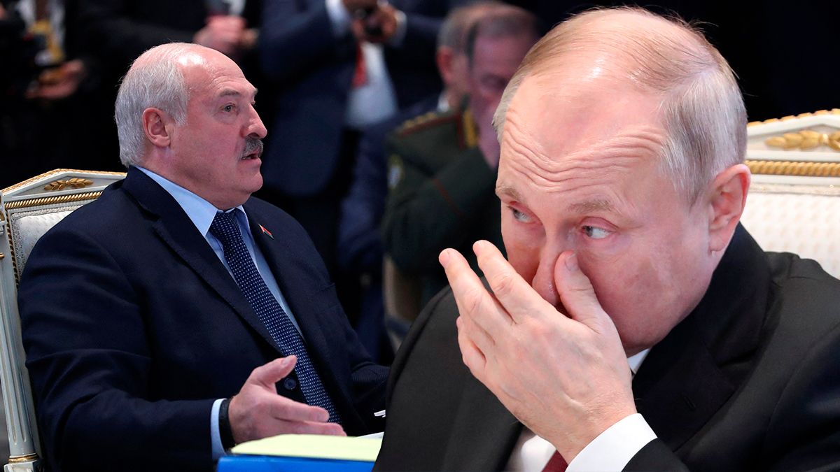 Alexander Lukaschenko (l.)&nbsp; und Wladimir Putin gelten als unzertrennbar. Der belarussische Machthaber warnt den Westen vor dem Einsatz von Atombomben.