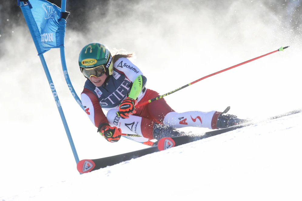 Katharina Liensberger im Riesentorlauf von Killington. 